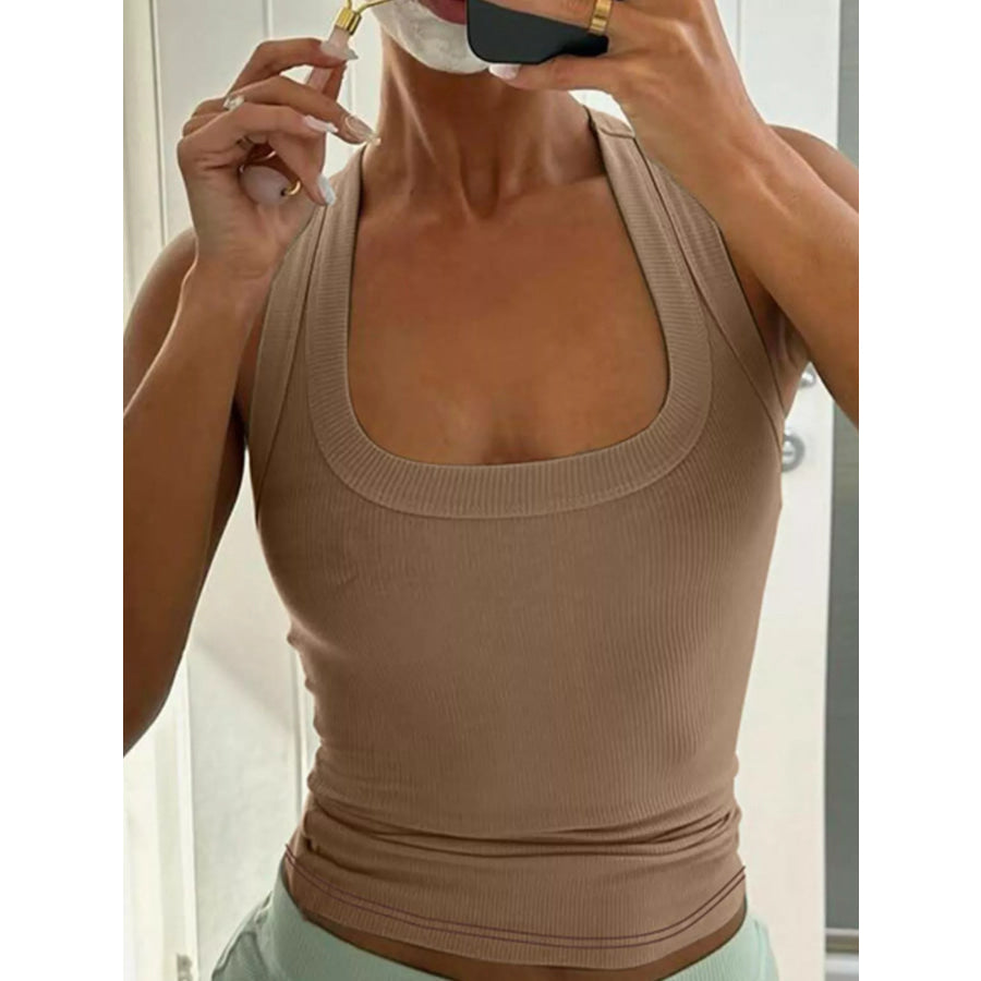 Ribbed Square Neck Tank Top Apparel and Accessories