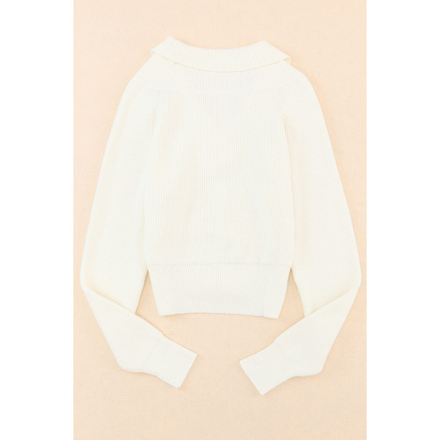 Ribbed Surplice Long Sleeve Sweater Apparel and Accessories