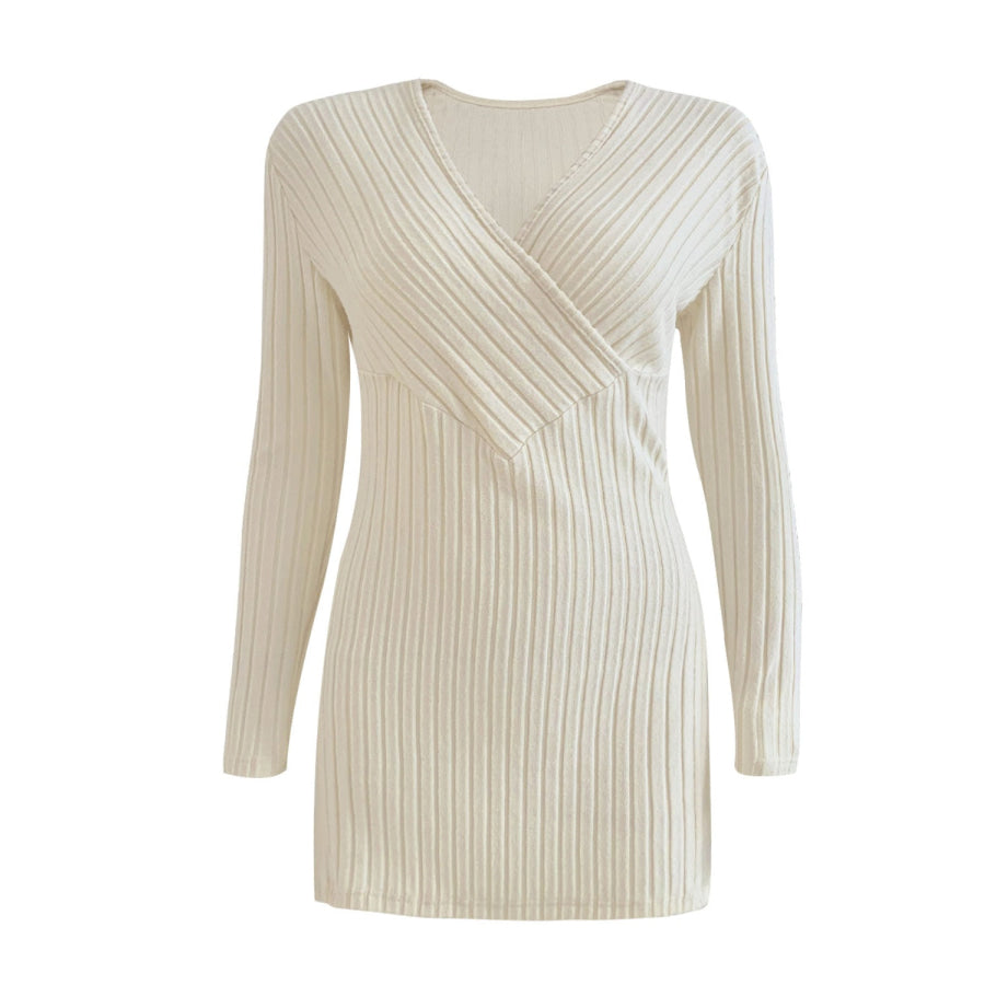 Ribbed Surplice Long Sleeve T-Shirt Apparel and Accessories