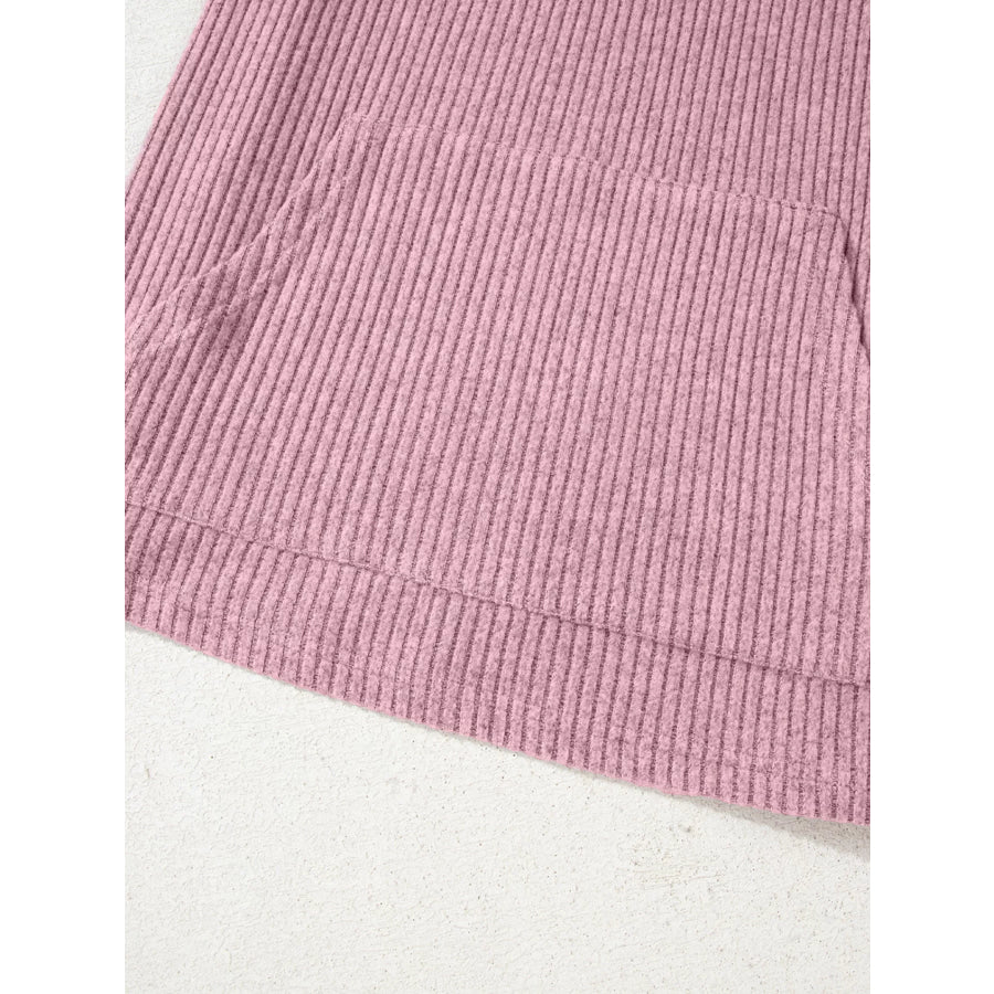 Ribbed Texture Drop Shoulder Henley Top Apparel and Accessories