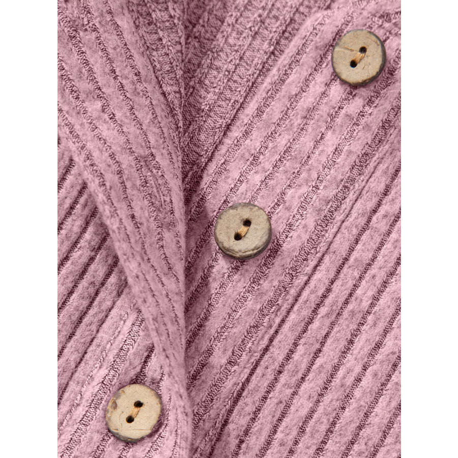 Ribbed Texture Drop Shoulder Henley Top Apparel and Accessories