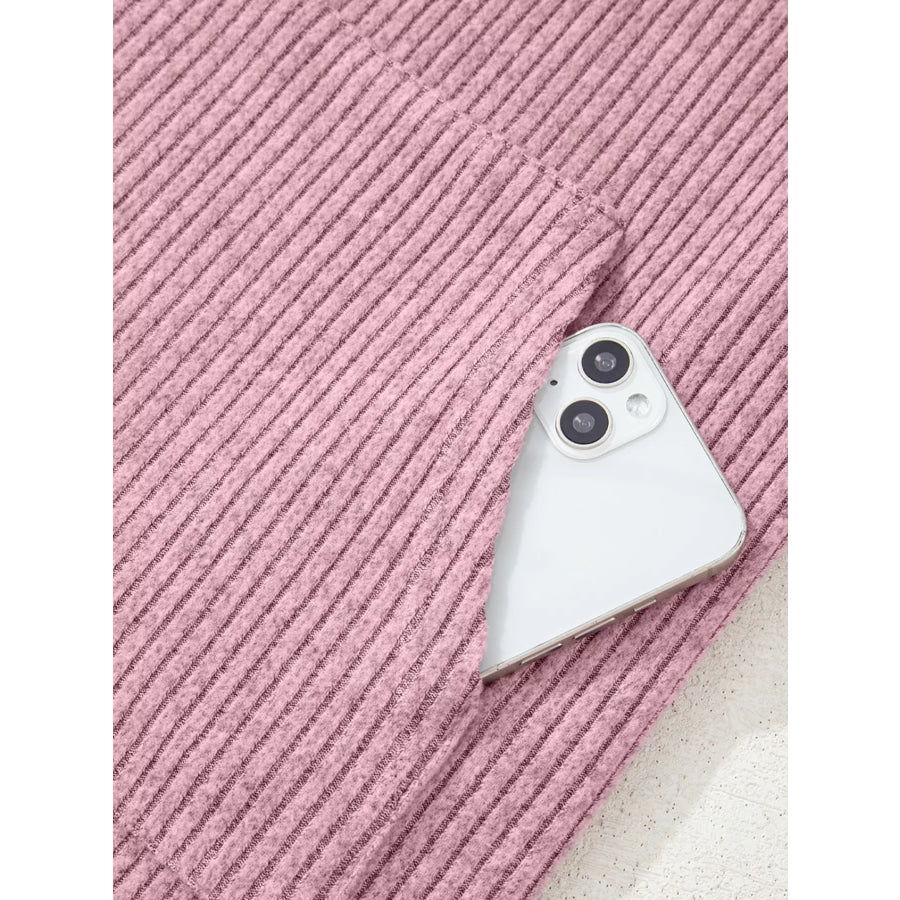 Ribbed Texture Drop Shoulder Henley Top Apparel and Accessories
