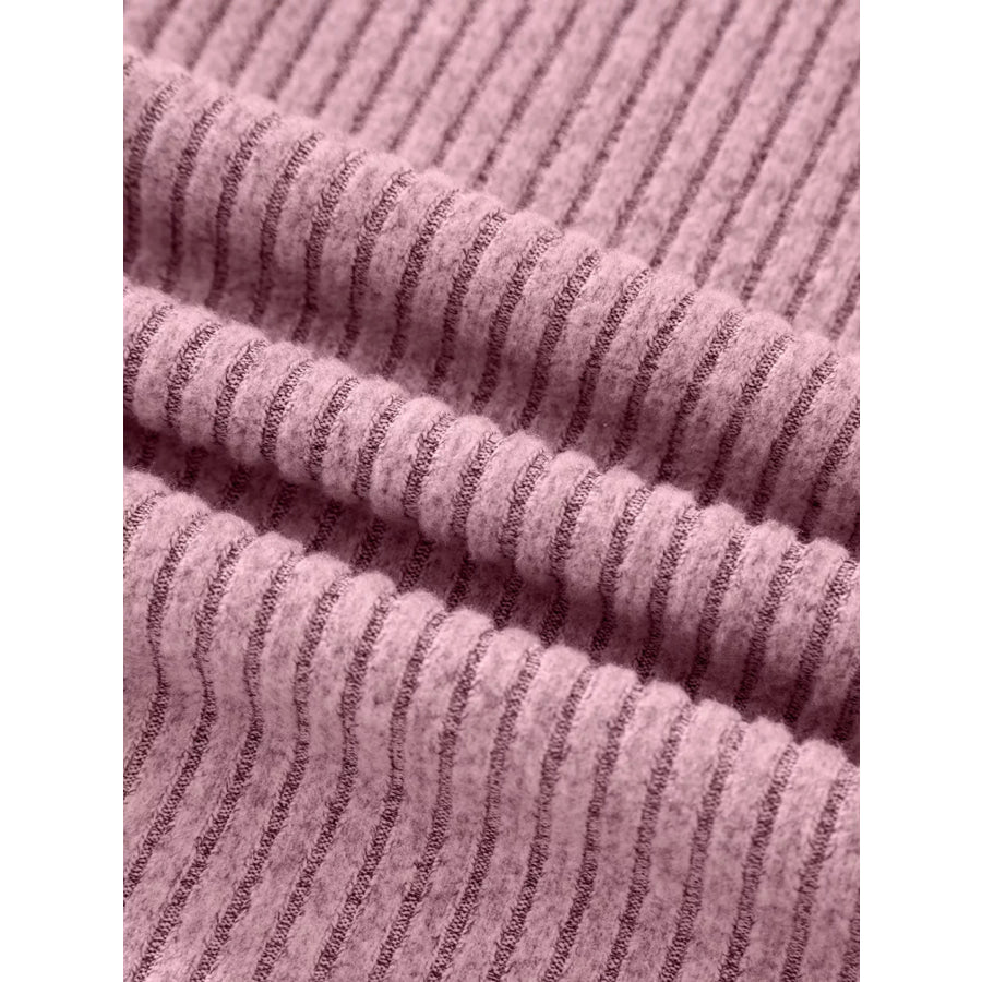 Ribbed Texture Drop Shoulder Henley Top Apparel and Accessories