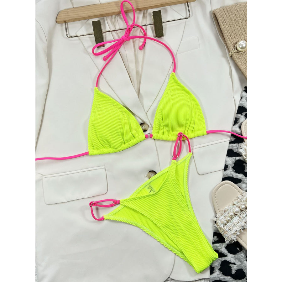 Ribbed Tie Back Bikini Set Apparel and Accessories