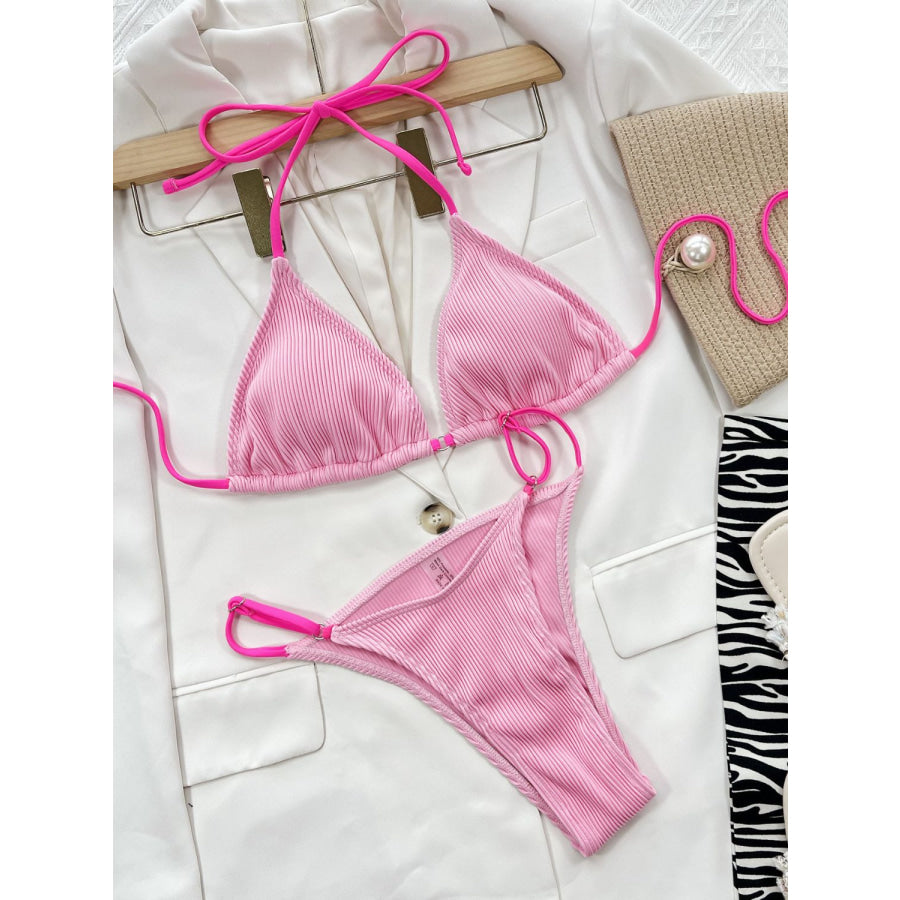 Ribbed Tie Back Bikini Set Apparel and Accessories