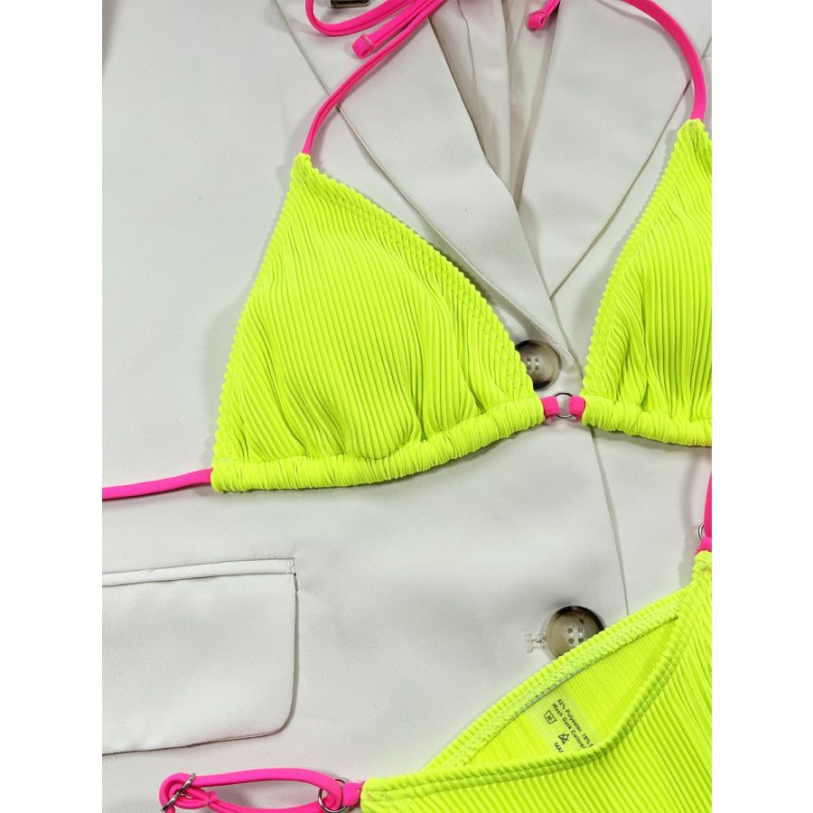 Ribbed Tie Back Bikini Set Apparel and Accessories