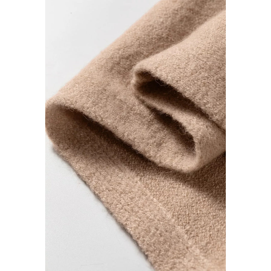 Ribbed Trim High Neck Short Sleeve Casual Sweater Apparel and Accessories