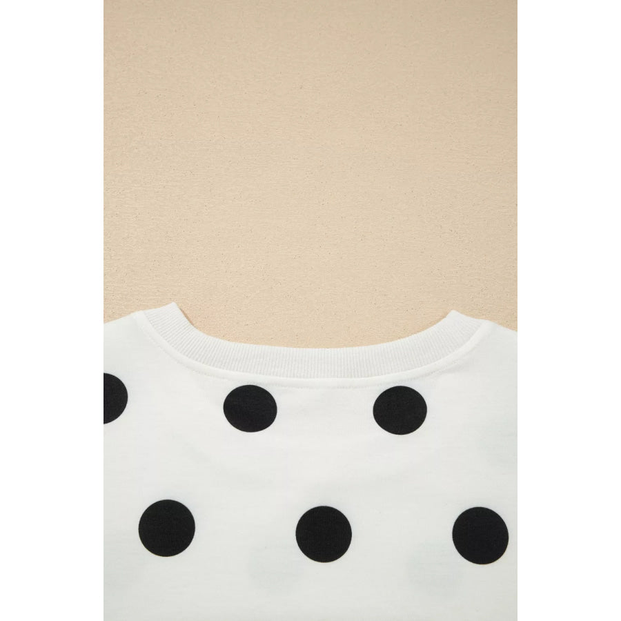 Ribbed Trim Polka Dot Print Tank Split Mini Skort 2pcs Set Apparel and Accessories