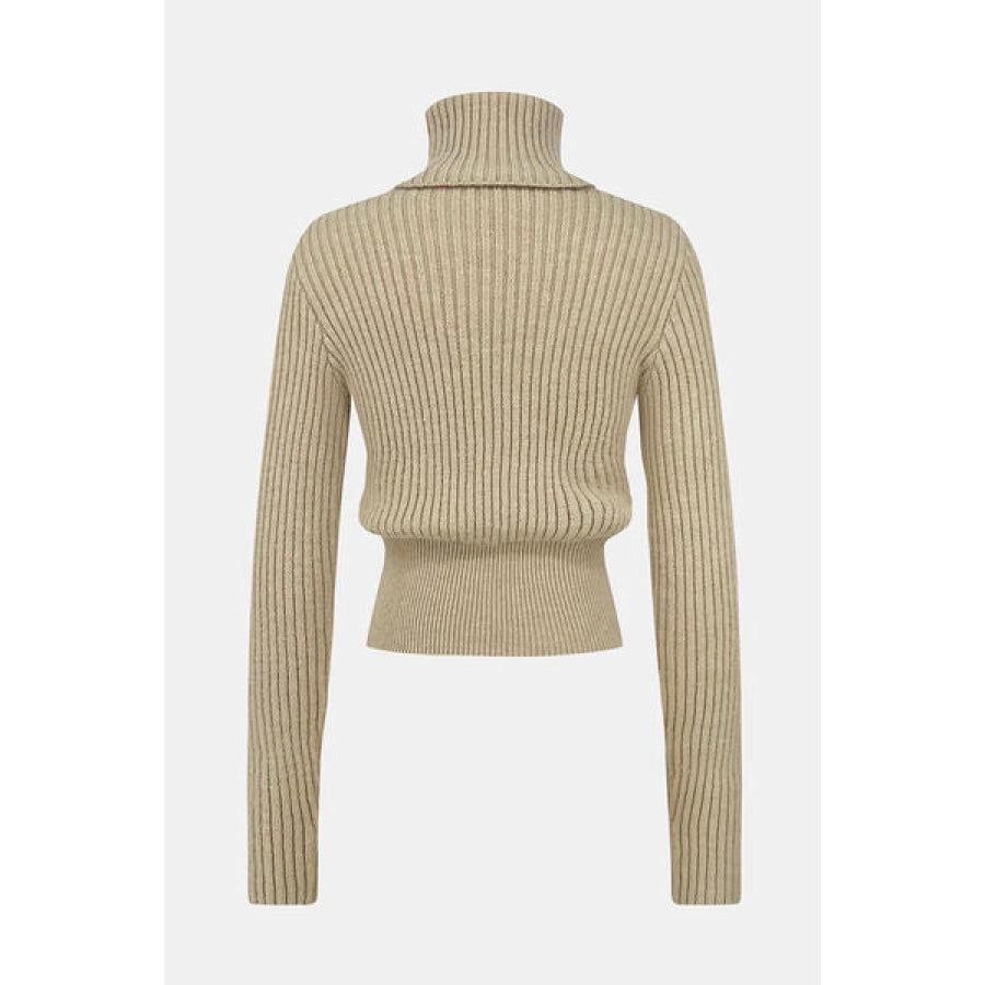 Ribbed Turtleneck Long Sleeve Sweater Apparel and Accessories