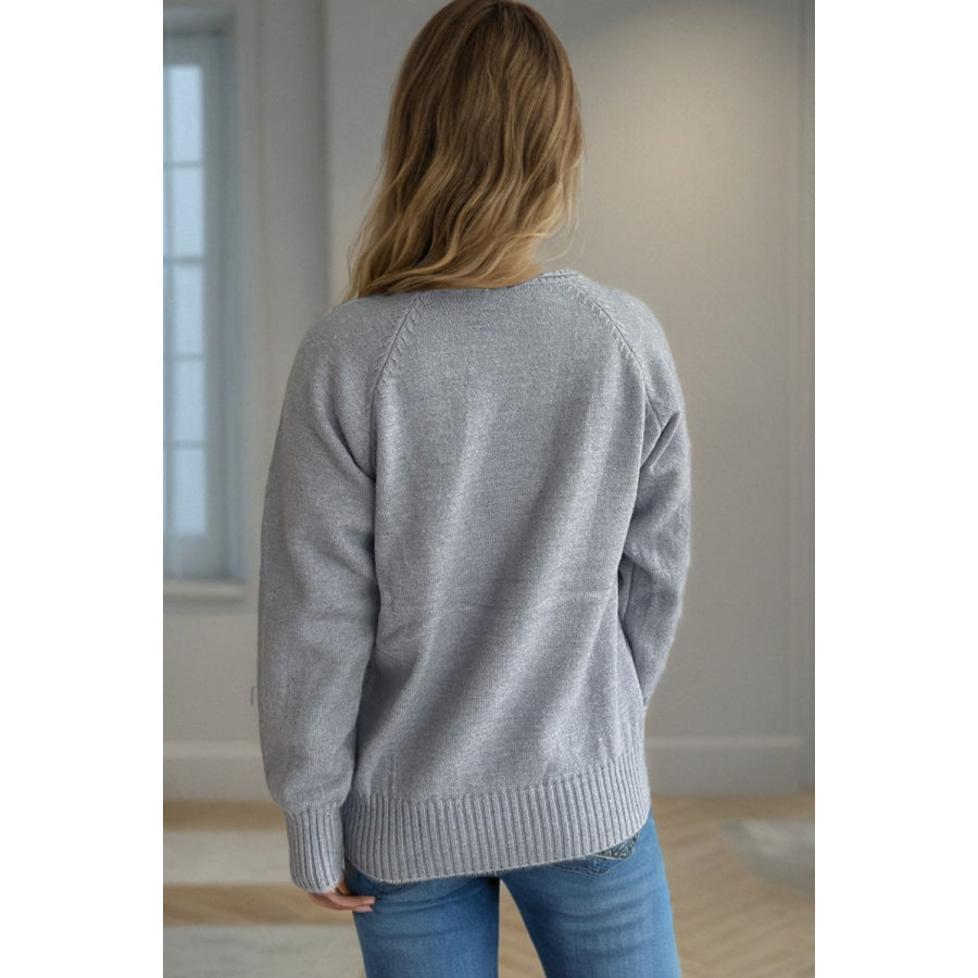 Ribbed Turtleneck Raglan Sleeve Sweater Apparel and Accessories