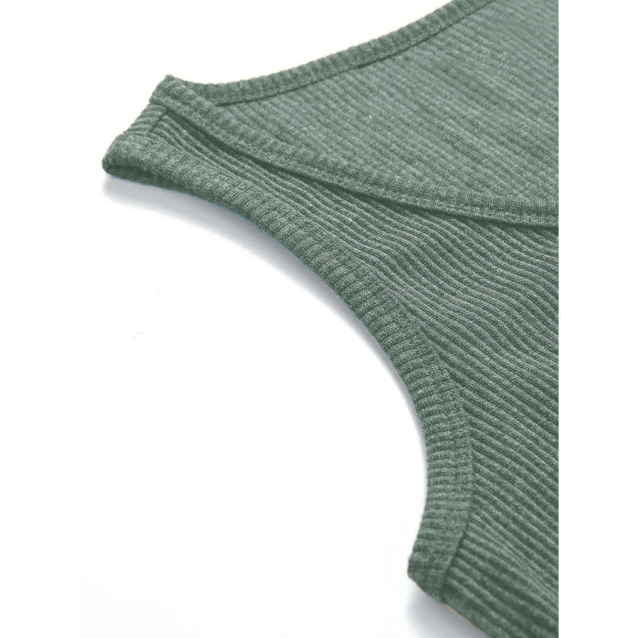 Ribbed V-Neck Wide Strap Tank Apparel and Accessories