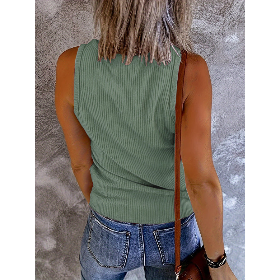 Ribbed V-Neck Wide Strap Tank Apparel and Accessories