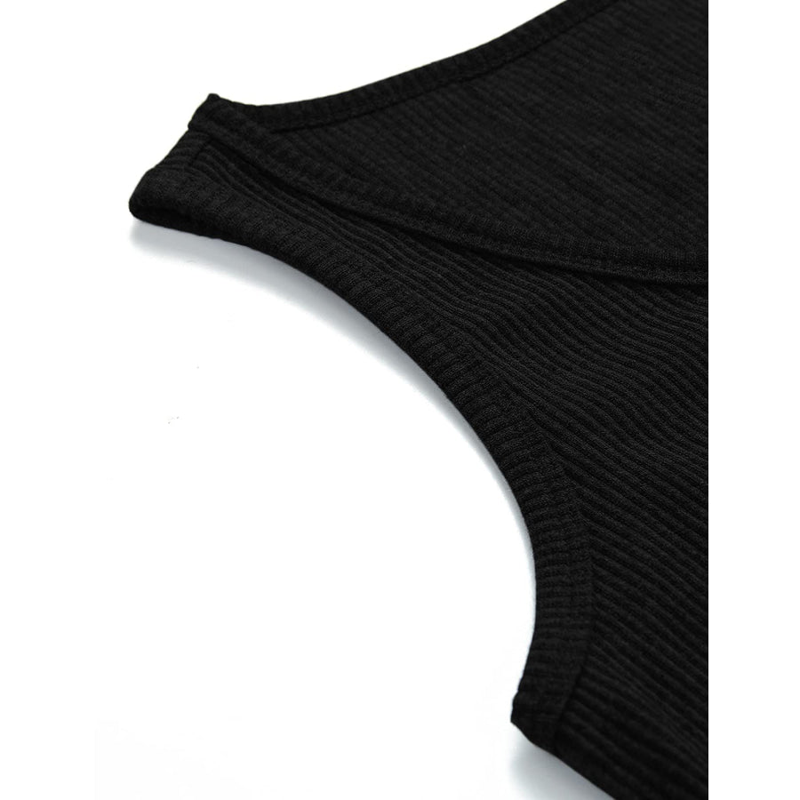 Ribbed V-Neck Wide Strap Tank Apparel and Accessories