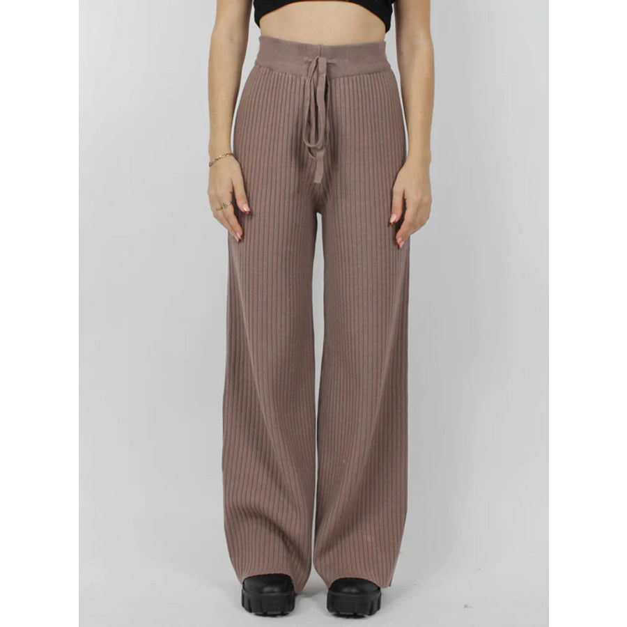 Ribbed Wide Leg Sweater Pants Apparel and Accessories