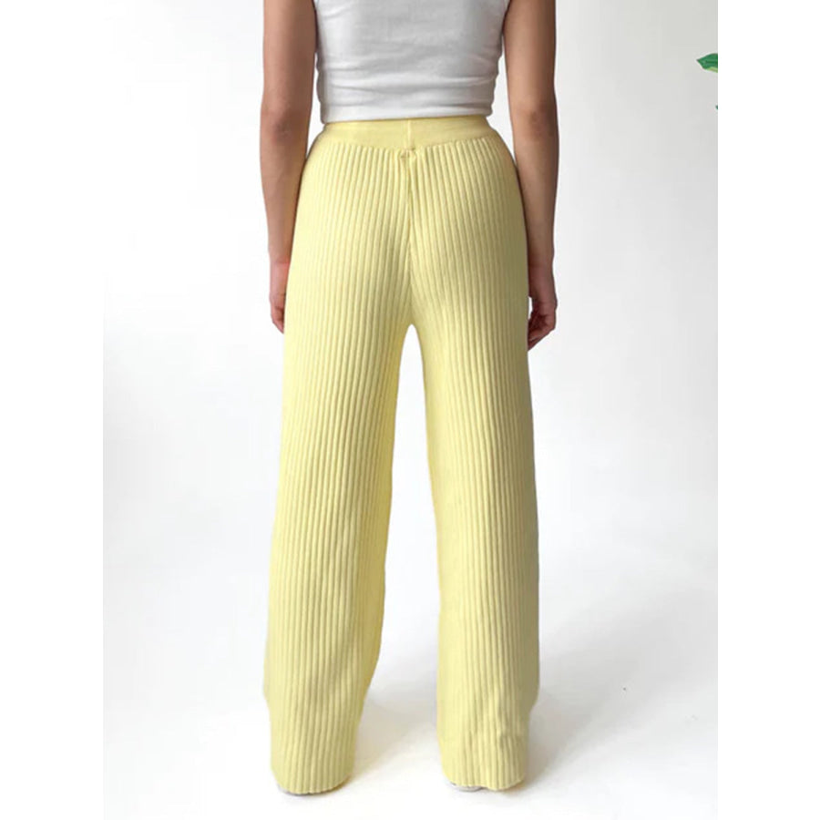 Ribbed Wide Leg Sweater Pants Apparel and Accessories