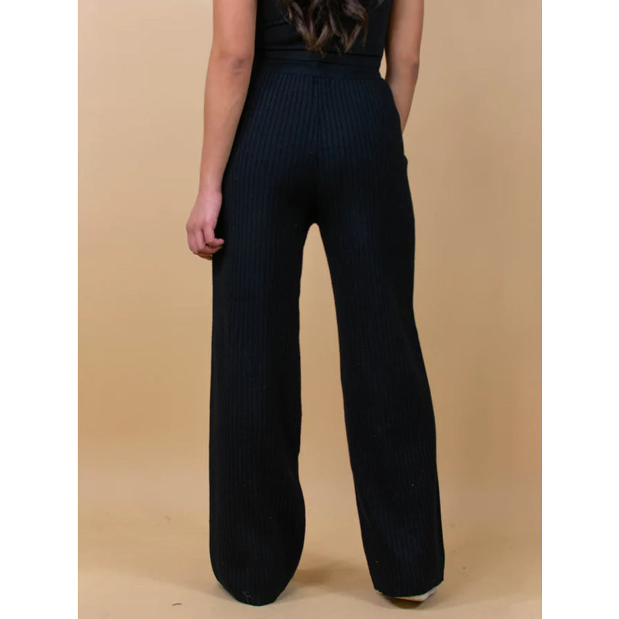 Ribbed Wide Leg Sweater Pants Apparel and Accessories