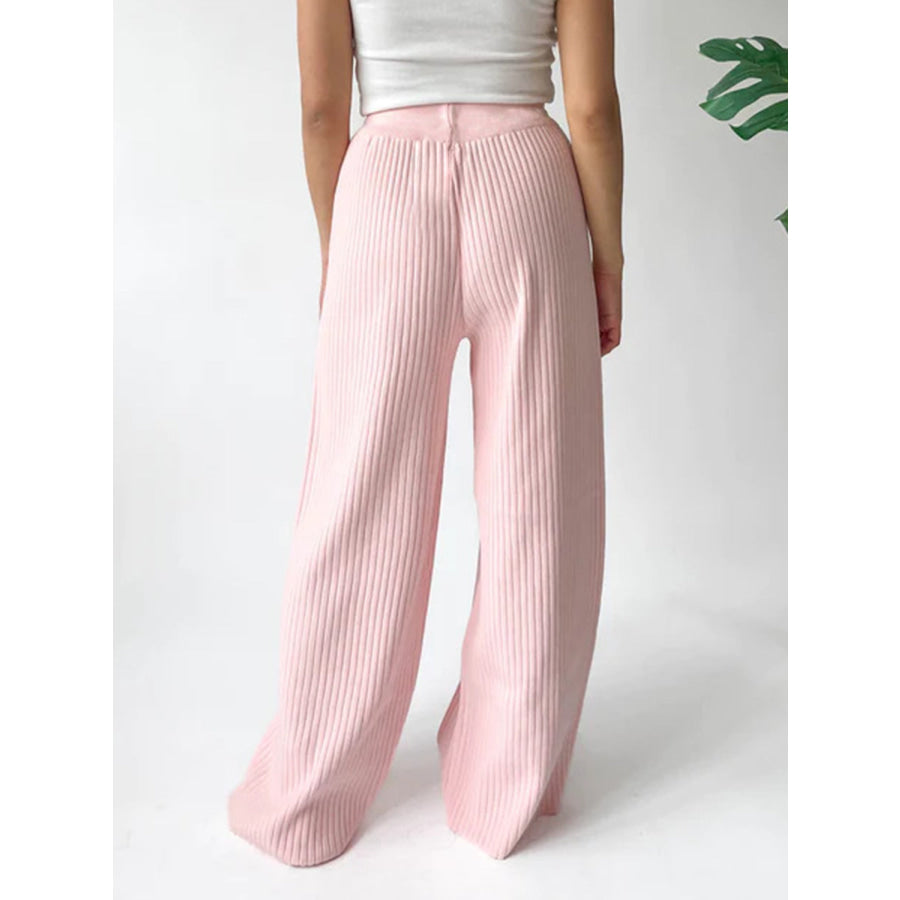 Ribbed Wide Leg Sweater Pants Apparel and Accessories