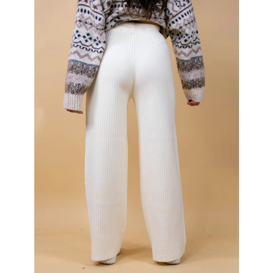 Ribbed Wide Leg Sweater Pants Apparel and Accessories