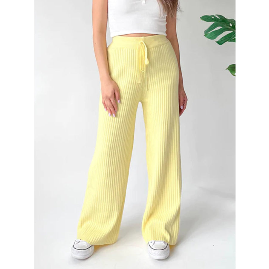 Ribbed Wide Leg Sweater Pants Apparel and Accessories