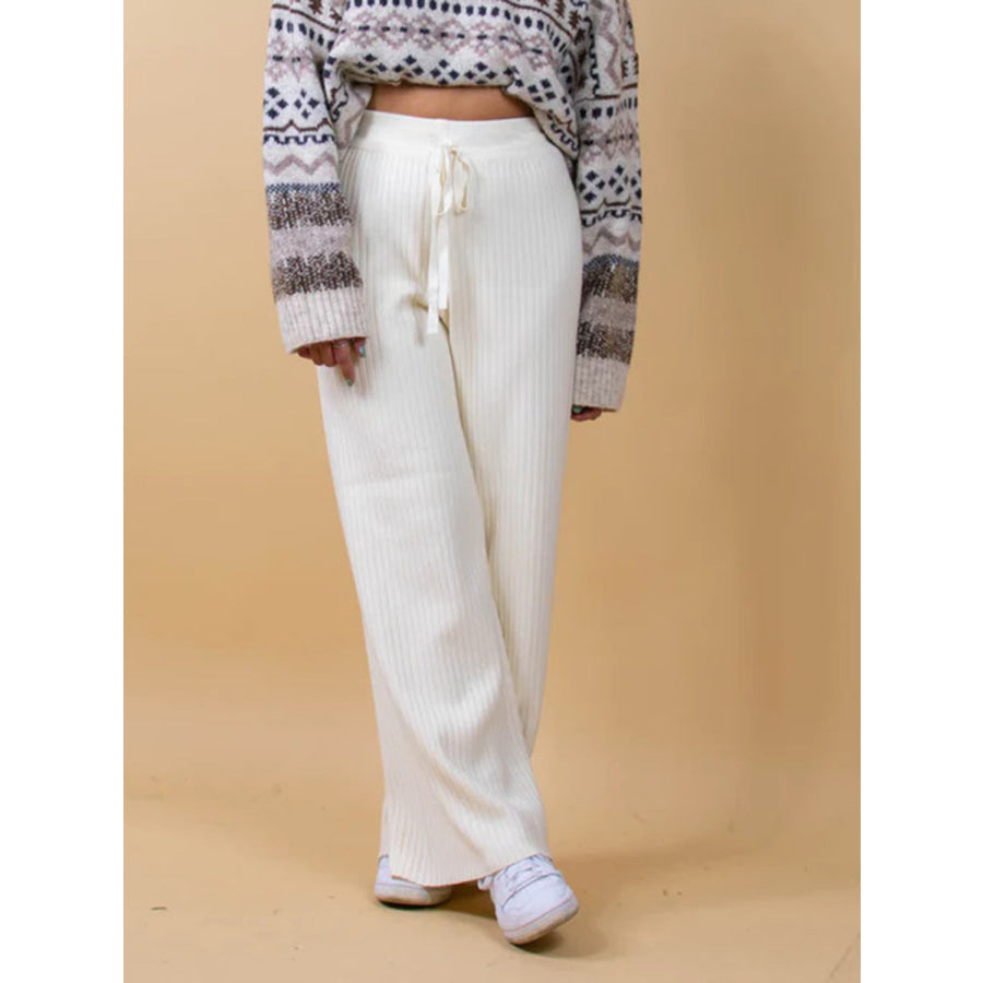 Ribbed Wide Leg Sweater Pants Apparel and Accessories