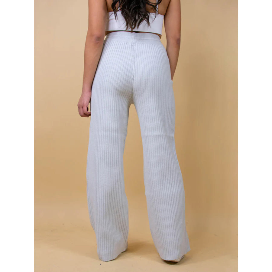 Ribbed Wide Leg Sweater Pants Apparel and Accessories