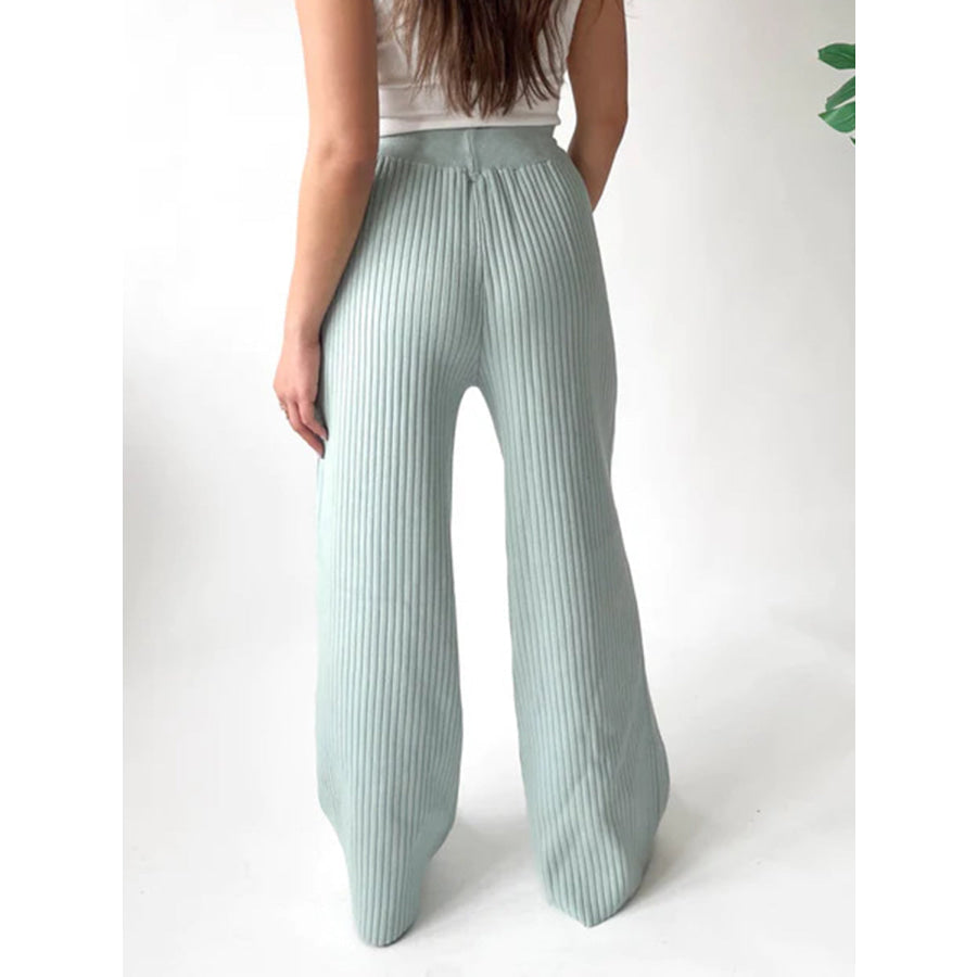 Ribbed Wide Leg Sweater Pants Apparel and Accessories