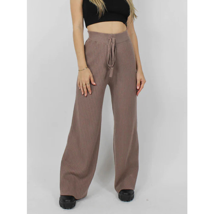 Ribbed Wide Leg Sweater Pants Apparel and Accessories