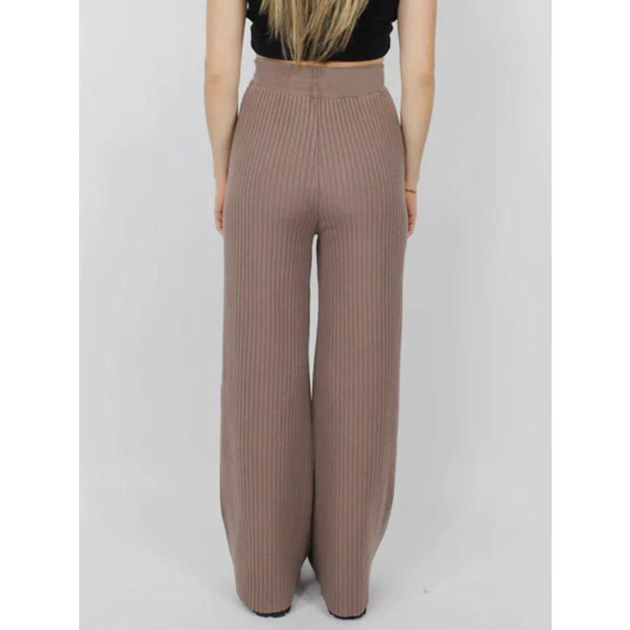 Ribbed Wide Leg Sweater Pants Apparel and Accessories