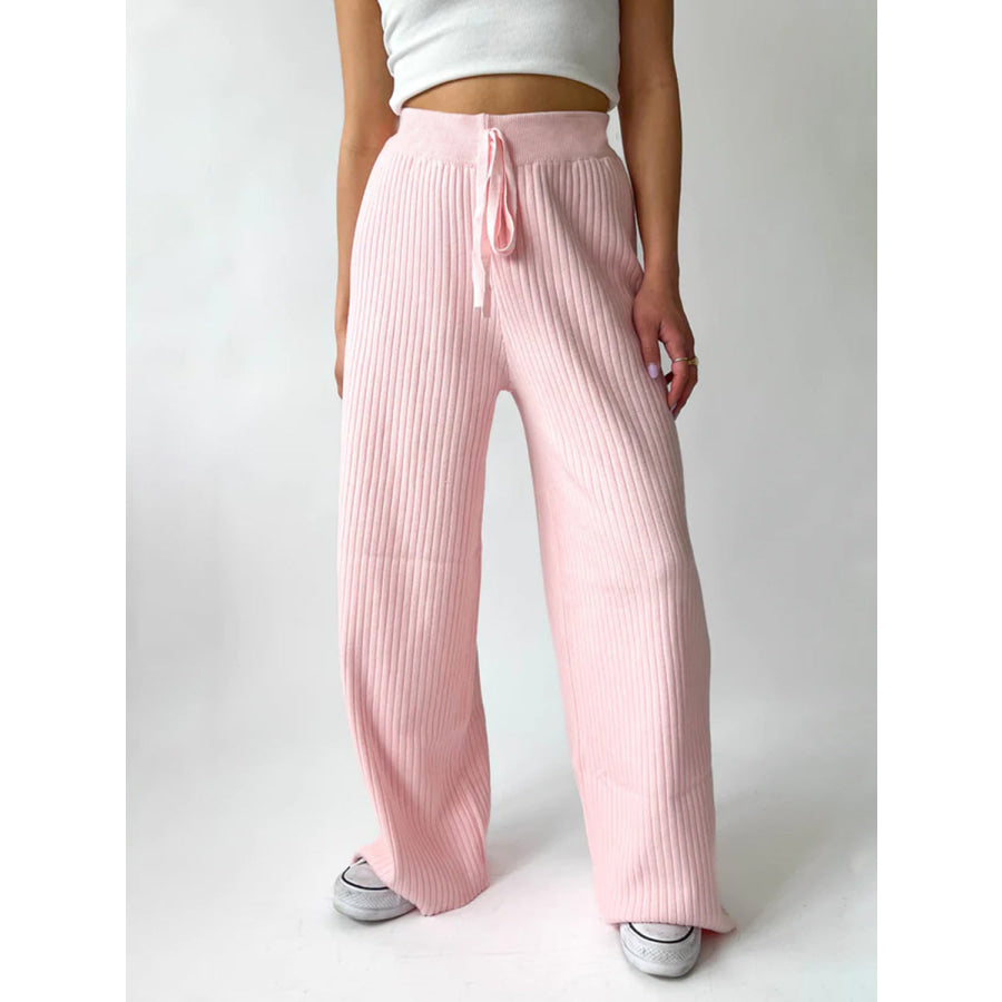 Ribbed Wide Leg Sweater Pants Apparel and Accessories