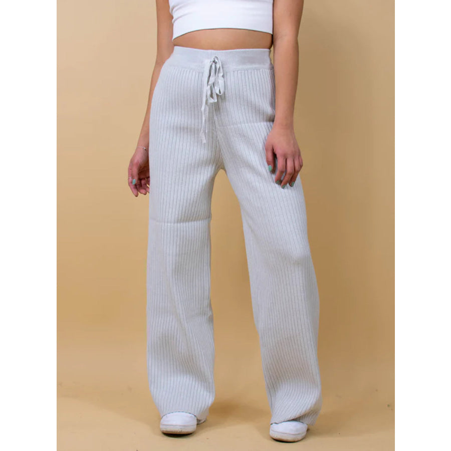 Ribbed Wide Leg Sweater Pants Apparel and Accessories