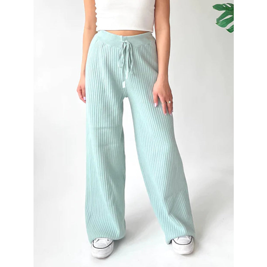 Ribbed Wide Leg Sweater Pants Apparel and Accessories