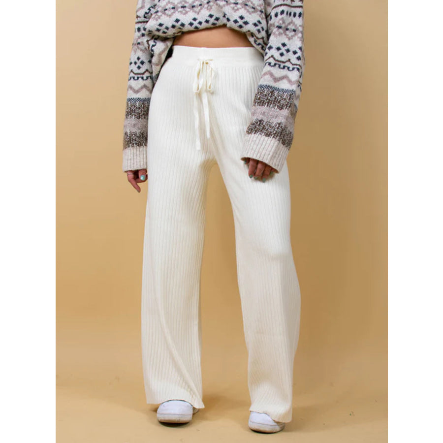 Ribbed Wide Leg Sweater Pants Apparel and Accessories