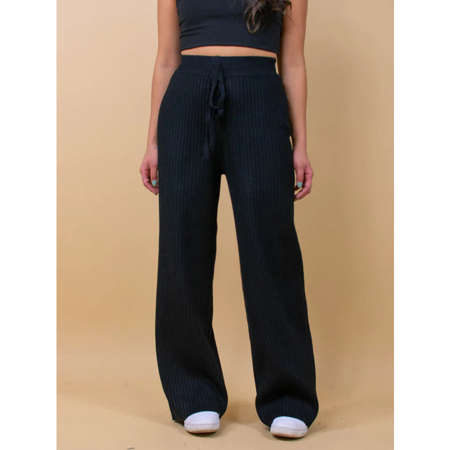 Ribbed Wide Leg Sweater Pants Apparel and Accessories