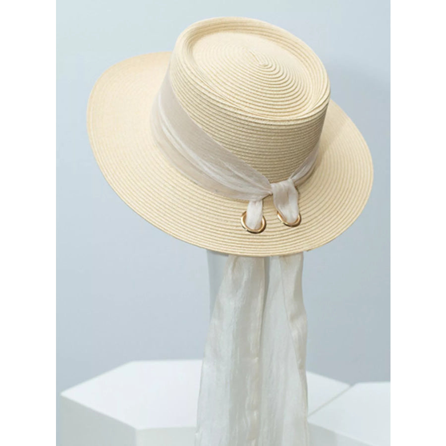Ribbon Accent Straw Sun Hat Apparel and Accessories
