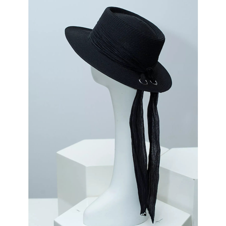 Ribbon Accent Straw Sun Hat Apparel and Accessories