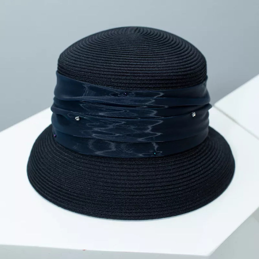 Ribbon Detail Hat Black / One Size Apparel and Accessories