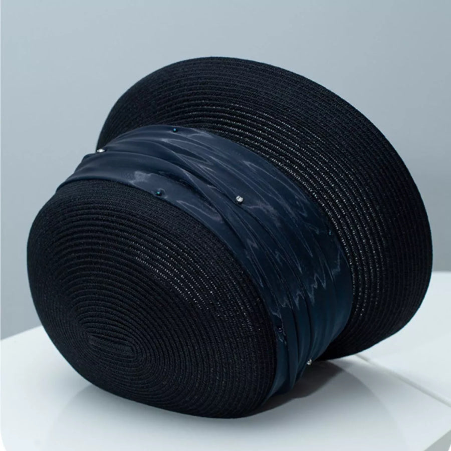 Ribbon Detail Hat Black / One Size Apparel and Accessories