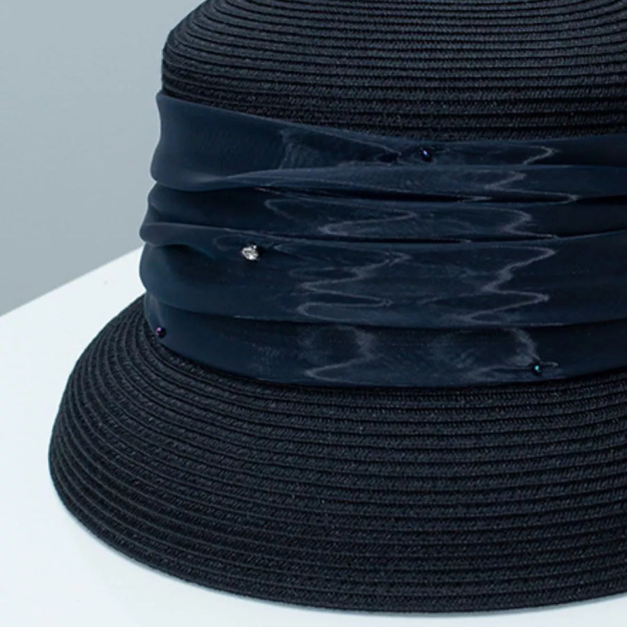 Ribbon Detail Hat Black / One Size Apparel and Accessories