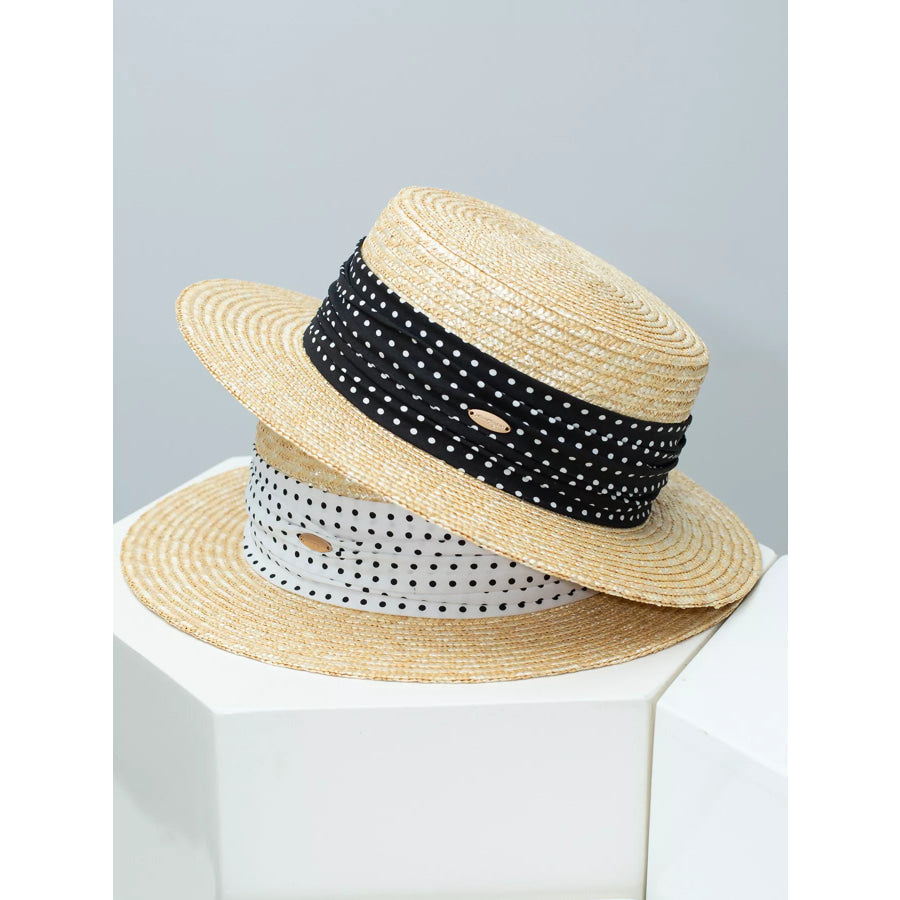 Ribbon Straw Boater Hat Apparel and Accessories
