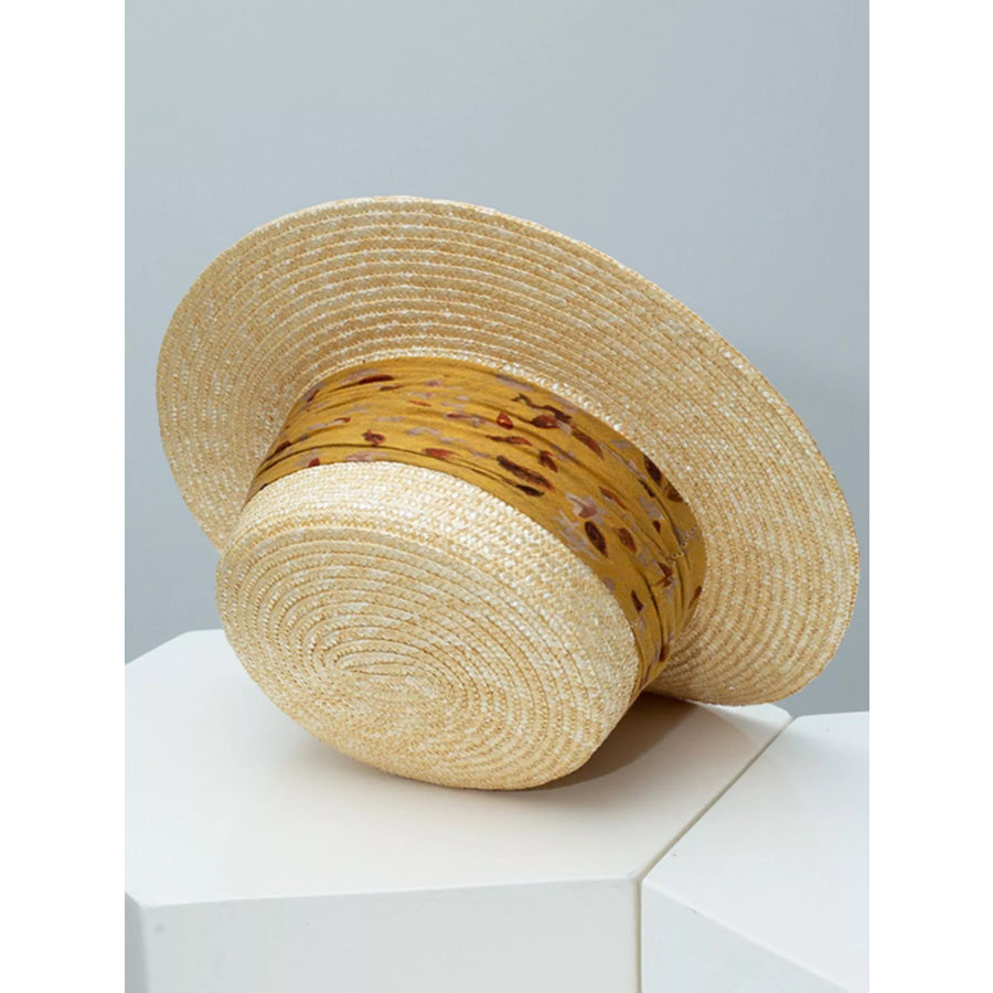 Ribbon Straw Boater Hat Apparel and Accessories