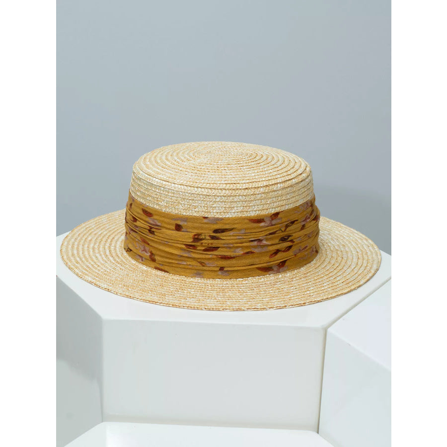 Ribbon Straw Boater Hat Turmeric / One Size Apparel and Accessories