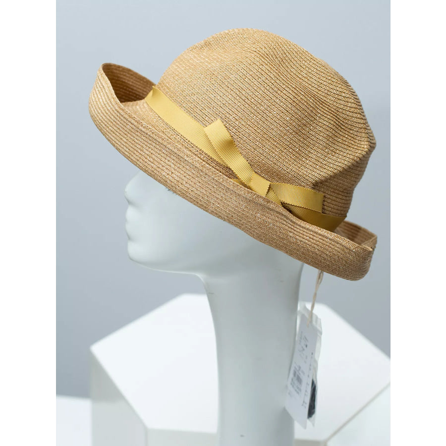 Ribbon Straw Hat Yellow / One Size Apparel and Accessories