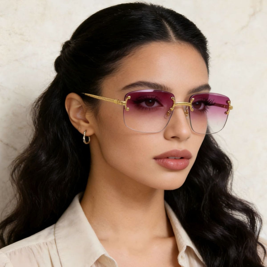 Rimless Gradient Tinted Sunglasses Lilac / ONESIZE Apparel and Accessories