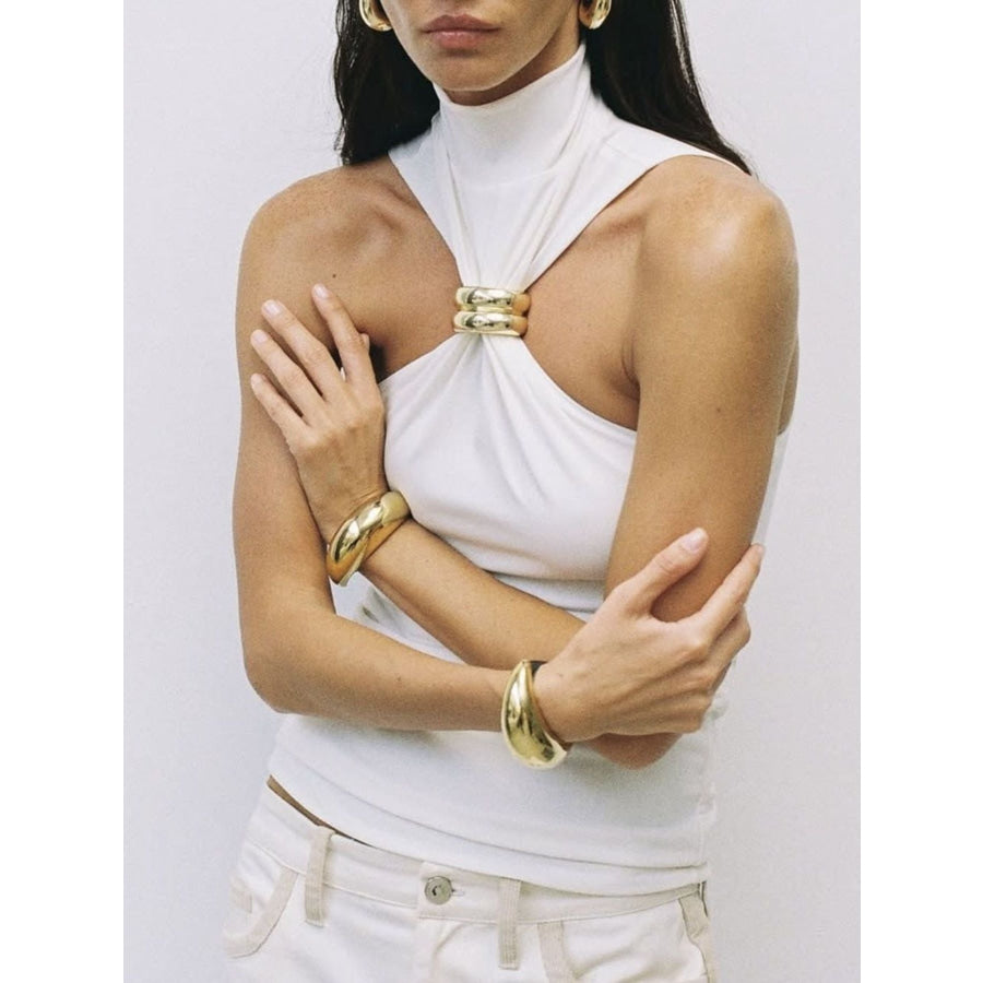 Ring Detail Turtleneck Tank Apparel and Accessories