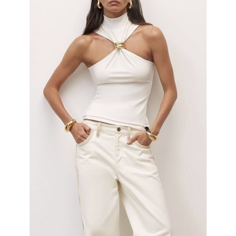 Ring Detail Turtleneck Tank Apparel and Accessories