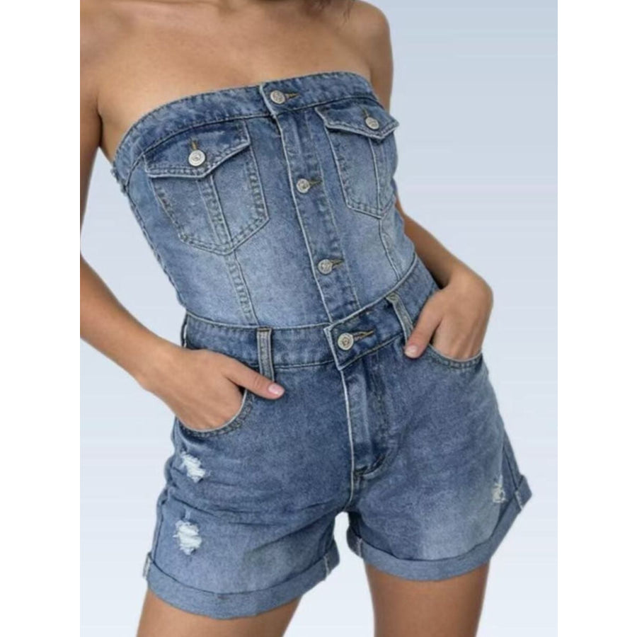 Ripped High-Waisted Denim Shorts Light Blue / XS Apparel and Accessories