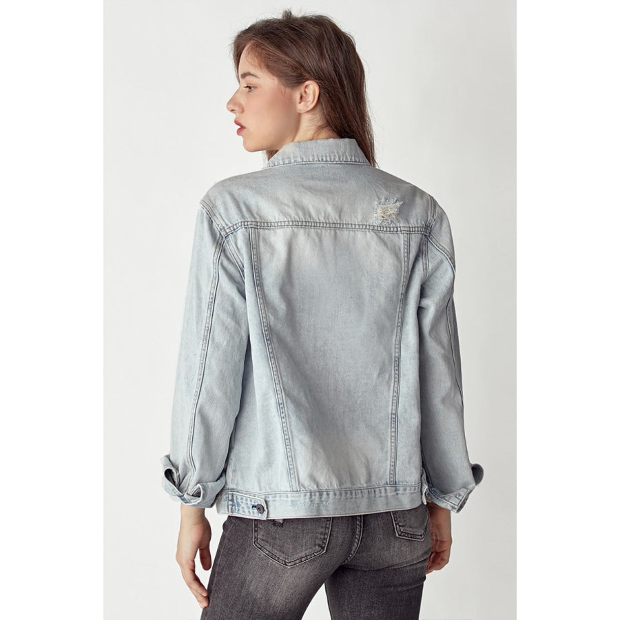 RISEN Distressed Button Up Jacket Apparel and Accessories