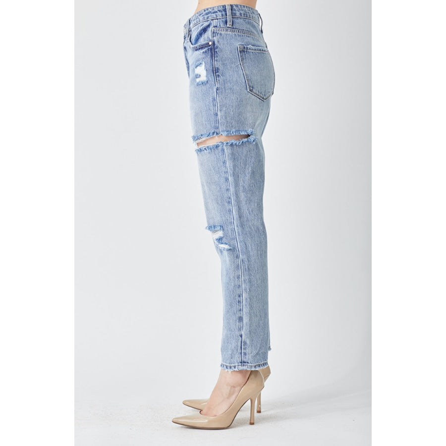 RISEN Distressed Slim Cropped Jeans Apparel and Accessories