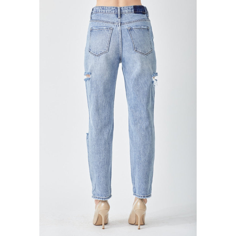 RISEN Distressed Slim Cropped Jeans Apparel and Accessories