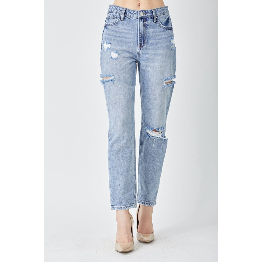 RISEN Distressed Slim Cropped Jeans Medium / 1 Apparel and Accessories